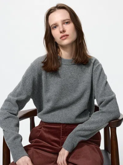 Uniqlo Women's Lambswool Sweater, Gray, 2xs