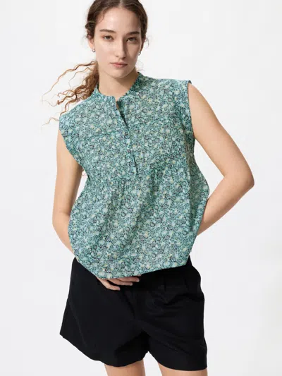 Uniqlo Women's Light Cotton Pintuck Blouse Sleeveless Green Large  Us