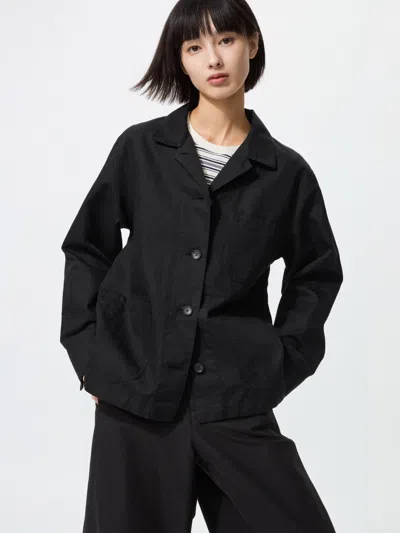 Uniqlo Women's Linen Blend Coverall Black Xl  Us In Multi