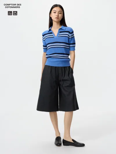 Uniqlo Women's Linen Blend Culotte Black Medium  Us In Blue