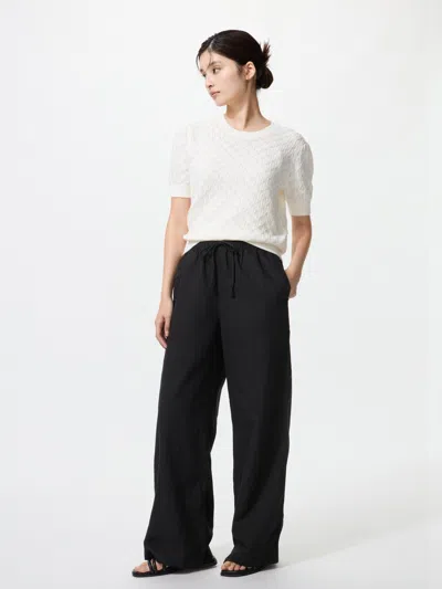 Uniqlo Women's Linen Blend Easy Pants Black Xl  Us