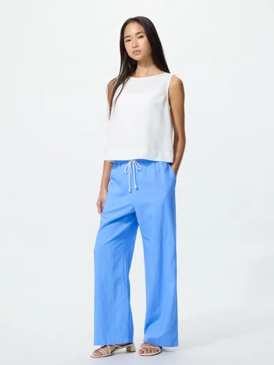 Uniqlo Women's Linen Blend Easy Pants Blue Xl  Us