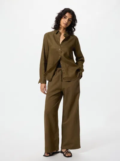 Uniqlo Women's Linen Blend Easy Pants Brown Xl  Us