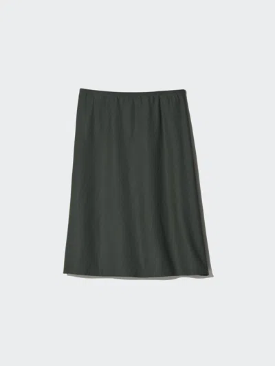 Uniqlo Women's Linen Blend Midi Skirt Short Dark Green 2xl  Us In Black