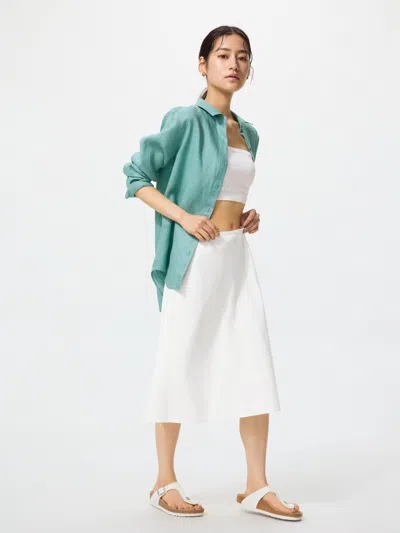 Uniqlo Women's Linen Blend Midi Skirt Short Off White 2xl  Us In Multi