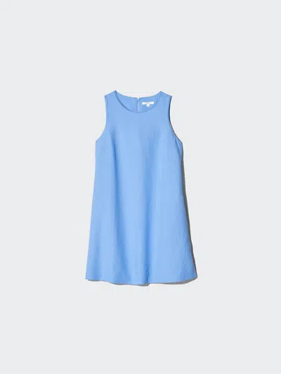 Uniqlo Women's Linen Blend Mini Dress Blue Large  Us
