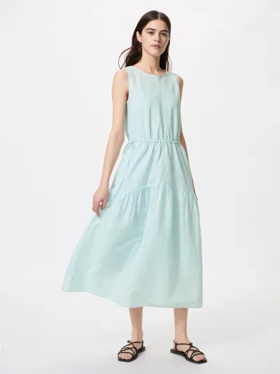 Uniqlo Women's Linen Blend Tiered Dress Light Blue Xl  Us