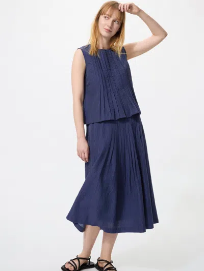 Uniqlo Women's Linen Blend Tuck Long Skirt Navy 2xl Linen/denim  Us In Blue