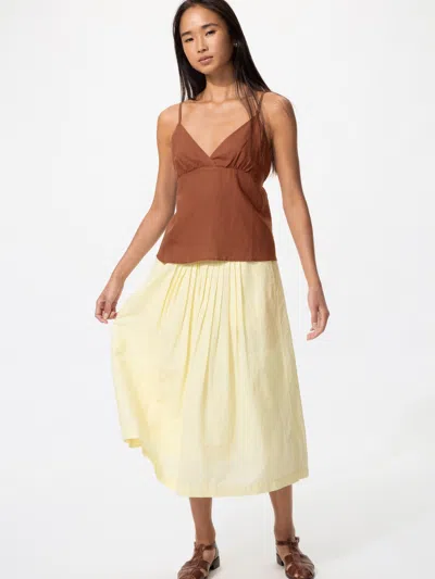 Uniqlo Women's Linen Blend Tuck Long Skirt Yellow 2xl Linen/denim  Us