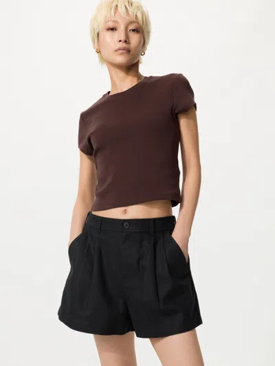 Uniqlo Women's Linen Cotton Shorts Black 2xl  Us