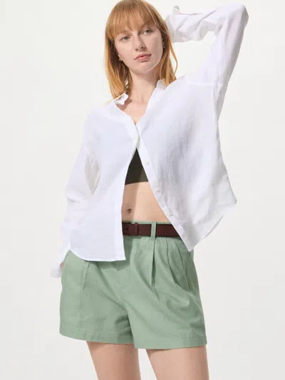 Uniqlo Women's Linen Cotton Shorts Green 2xl  Us