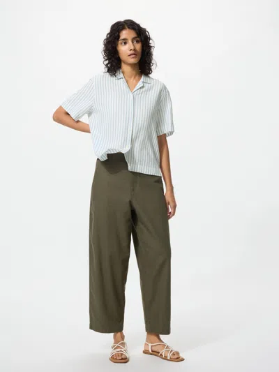 Uniqlo Women's Linen Cotton Tapered Pants Olive 2xl  Us In Green