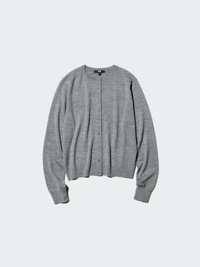 Uniqlo Women's Merino Cardigan With Shape-retaining, Gray, 2xl, 100% Wool