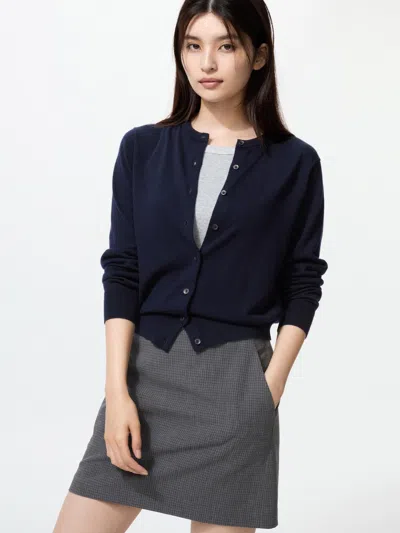 Uniqlo Women's Merino Cardigan With Shape-retaining Navy Small  Us In Blue
