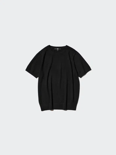 Uniqlo Women's Merino Sweater Short Sleeve, Black, Large