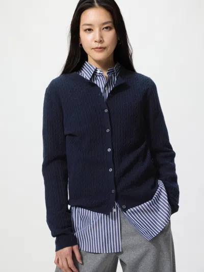 Uniqlo Women's Mini Cable Cardigan, Navy, 2xs