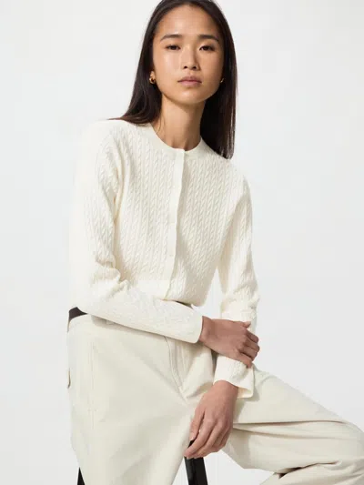 Uniqlo Women's Mini Cable Cardigan, Off White, 2xs