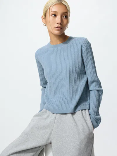 Uniqlo Women's Mini Cable Sweater Blue 2xl  Us