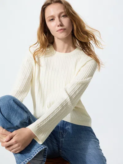 Uniqlo Women's Mini Cable Sweater Off White 2xl  Us