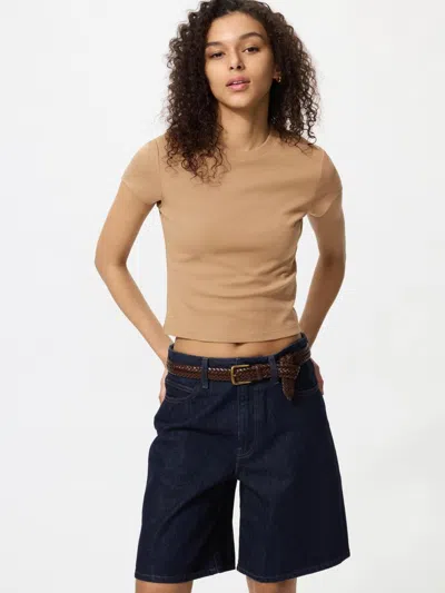 Uniqlo Women's Mini T-shirt, Brown, 2xs