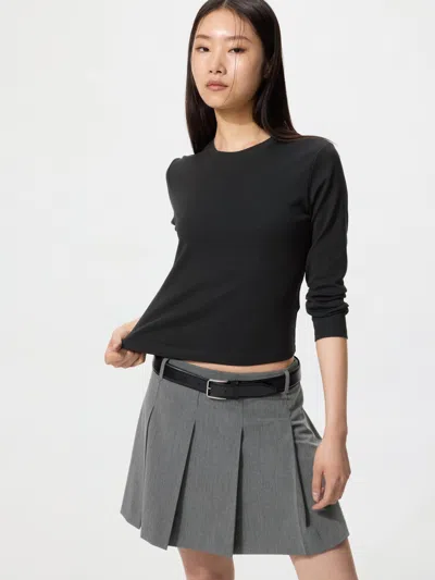 Uniqlo Women's Mini T-shirt Long Sleeve, Black, Xl