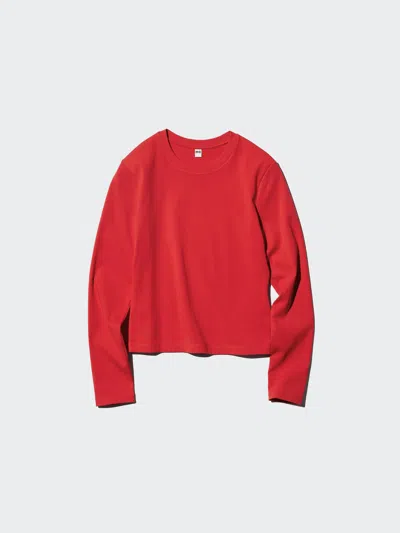 Uniqlo Women's Mini T-shirt Long Sleeve, Red, Small