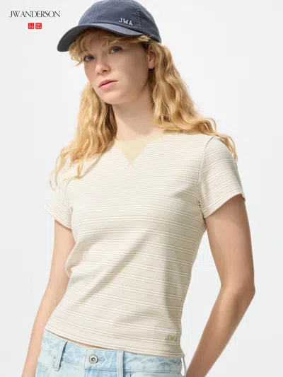 Uniqlo Women's Mini T-shirt Striped Beige Xl  Us In Neutral