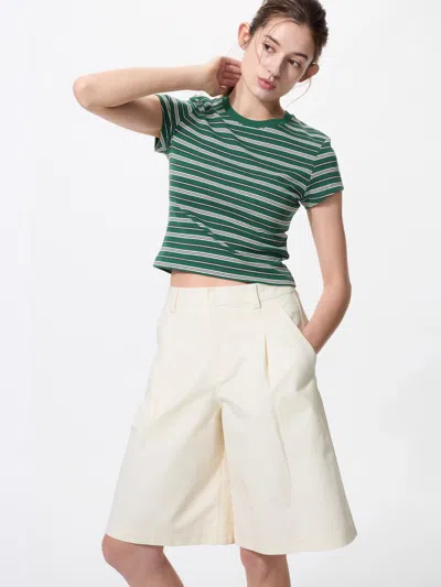 Uniqlo Women's Mini T-shirt Striped Green Xl Denim  Us