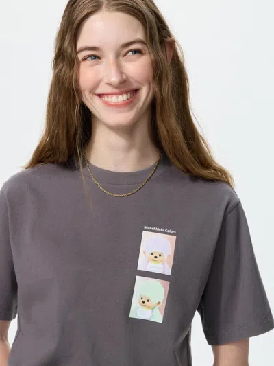 Uniqlo Women's Monchhichi Ut Graphic T-shirt, Dark Brown, 2xl