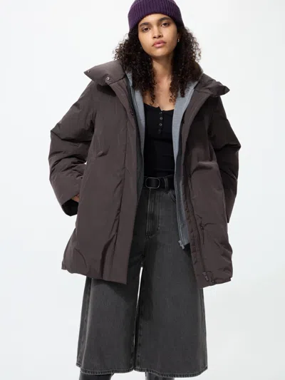 Uniqlo Women's Non-quilted Down Short Coat, Dark Brown, 2xs