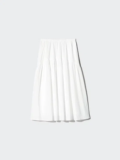 Uniqlo Women's Nylon Gather Skirt, White, Medium