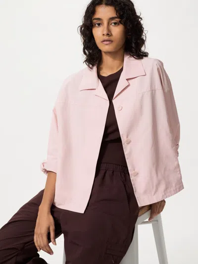 Uniqlo Women's Open Collar Short Jacket Pink Xl Polyester  Us