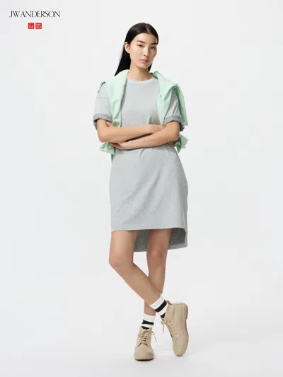 Uniqlo Women's Oversized Bicolor T-shirt Dress Gray Medium  Us