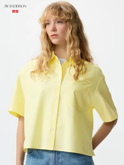 Uniqlo Women's Oxford Boxy Short Sleeve Shirt Yellow 2xl  Us In Multi