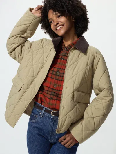 Uniqlo Women's Padded Utility Short Jacket, Beige, 2xs In Nude