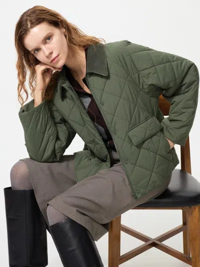 Uniqlo Women's Padded Utility Short Jacket, Olive, 2xs In Multi
