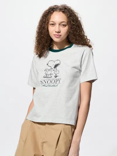 Uniqlo Women's Peanuts Ut Graphic T-shirt, Light Gray, Xl