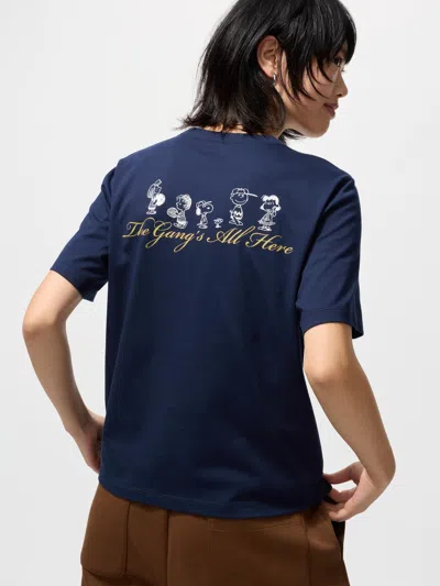 Uniqlo Women's Peanuts Ut Graphic T-shirt Navy 2xl  Us In Blue