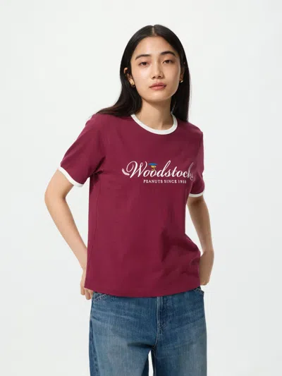Uniqlo Women's Peanuts Ut Graphic T-shirt, Red, 2xl