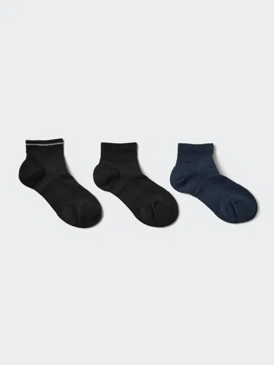Uniqlo Women's Pile Short Socks 3 Pairs Ribbed With Odor Control Black Us W 7.5-10  Us In Brown