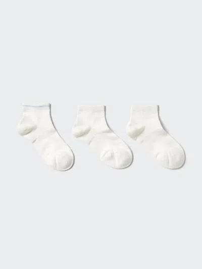Uniqlo Women's Pile Short Socks 3 Pairs Ribbed With Odor Control Off White Us W 7.5-10  Us In Brown