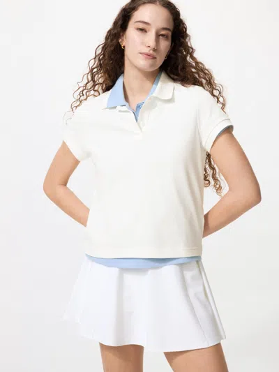 Uniqlo Women's Pique Mini Polo Shirt Off White Medium  Us In Multi
