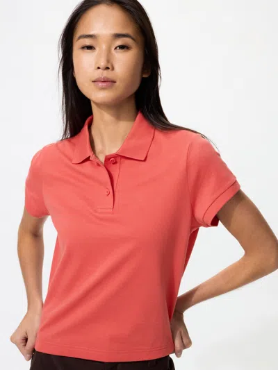 Uniqlo Women's Pique Mini Polo Shirt Red Xl  Us In Burgundy