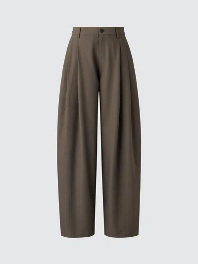 Uniqlo Women's Pleated Barrel Pants, Dark Brown
