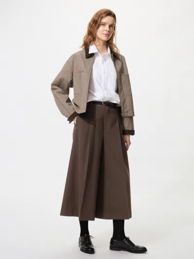 Uniqlo Women's Pleated Culotte, Dark Brown, 2xs