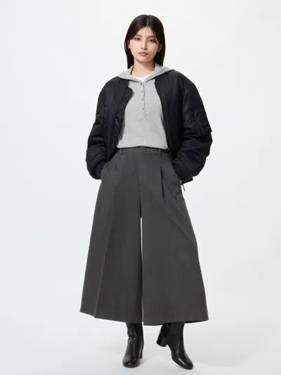 Uniqlo Women's Pleated Culotte, Dark Gray, 2xs