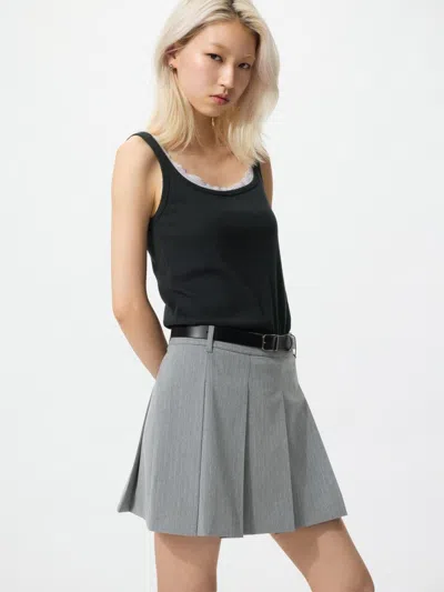 Uniqlo Women's Pleated Skort Stripe, Gray, 2xs