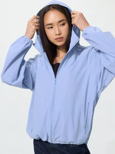 Uniqlo Women's Pocketable Uv Protection Parka, Light Blue, Xl