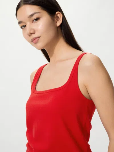 Uniqlo Women's Pointelle Tank Top Red Xl Denim  Us