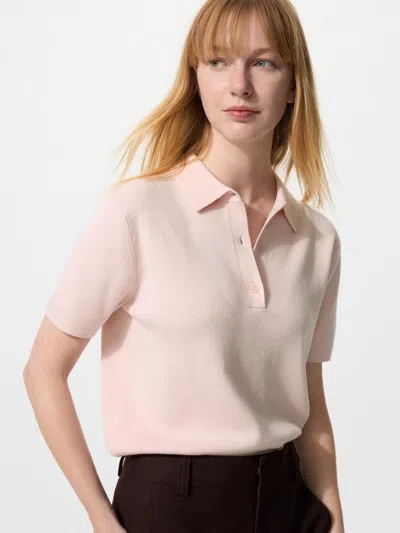 Uniqlo Women's Polo Short Sleeve Sweater Pink Xl  Us
